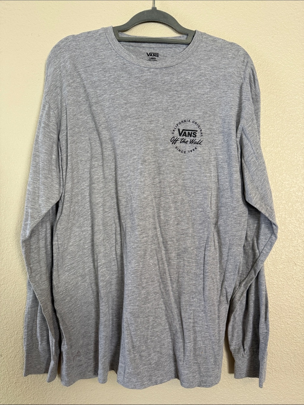 Vans Gray Long Sleeve Off The Wall Graphic Tee Men’s Size Large